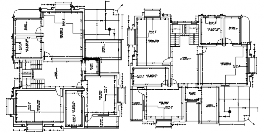 Bungalow floor plan distribution with dimensions cad