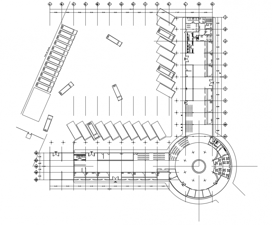 Bus terminal architecture layout plan cad drawing details dwg file