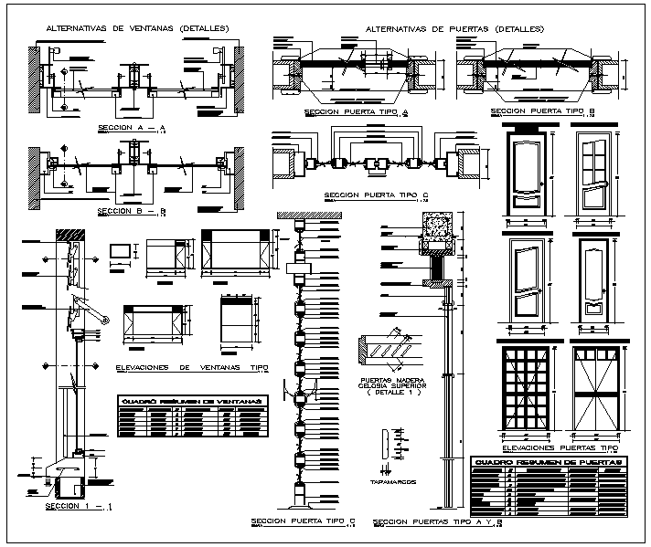 Door Section and Elevation - Cadbull