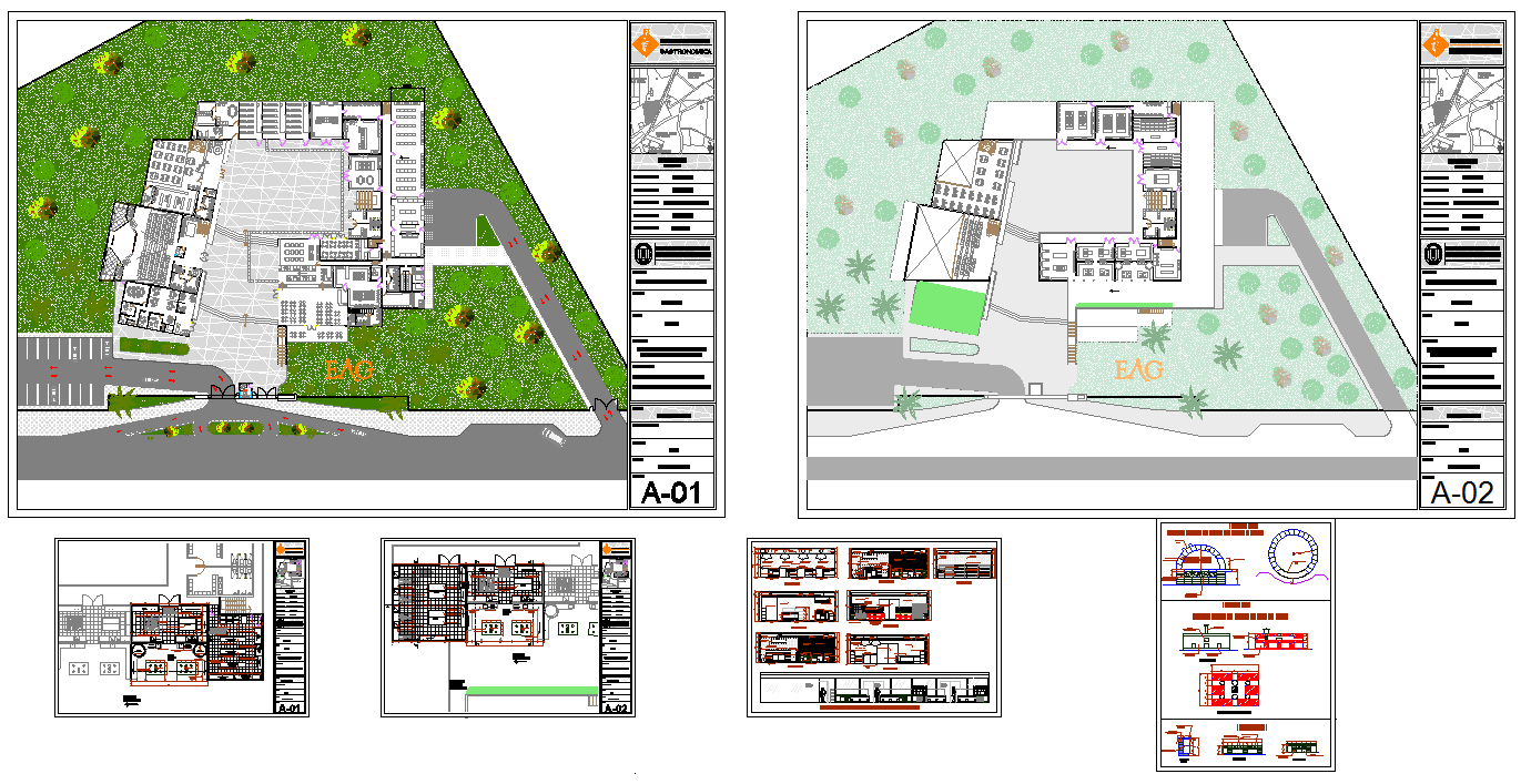 College with Hostel design plan - Cadbull