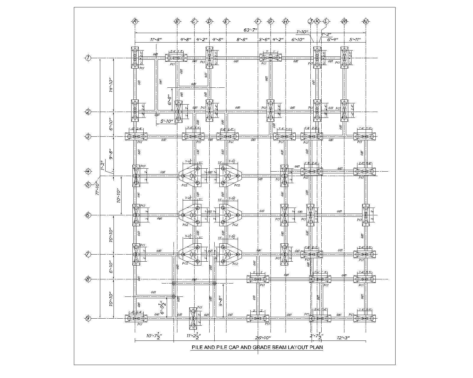 cad pilecap and grade beam - Cadbull