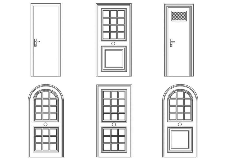 CAD design drawings of door block 2d view elevation dwg file - Cadbull