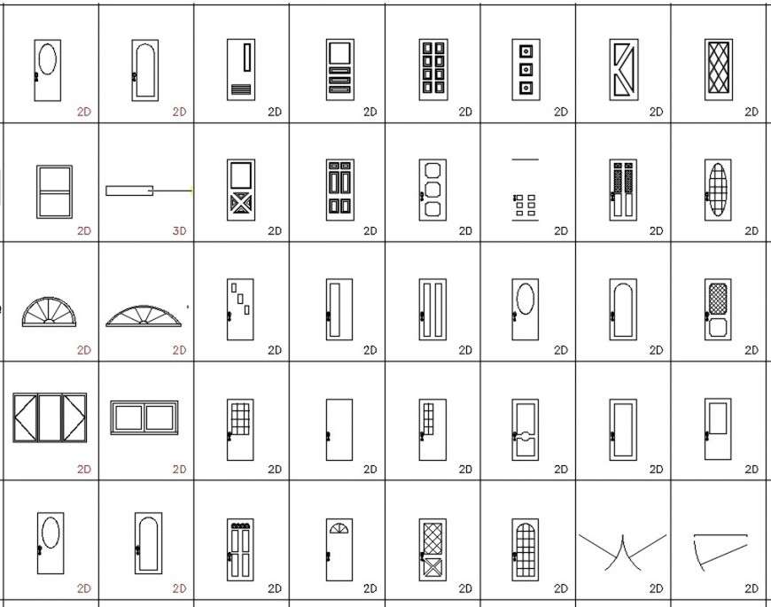 CAd drawings details of top view of types of main doors - Cadbull