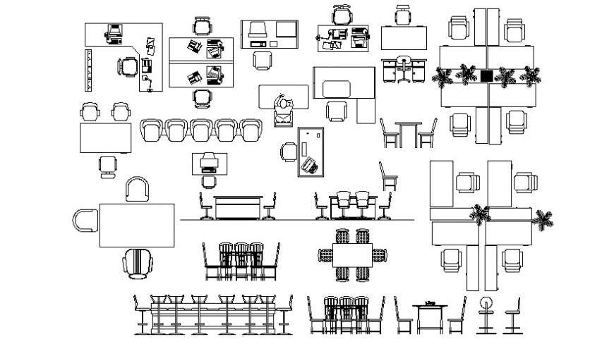 Cad drawings details of work station table and chair - Cadbull