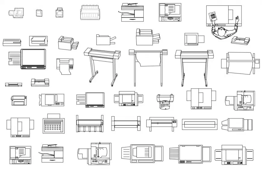 CAd drawings details of photo copier - Cadbull