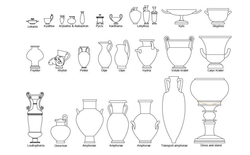 CAd drawings details of types of greek vase shape gate - Cadbull