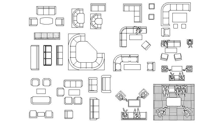 Cad Drawings Details Of Shape Sofa - Cadbull