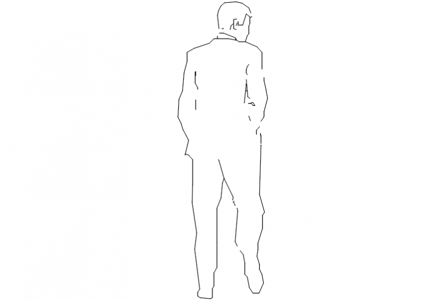CAd drawings details of back pose people - Cadbull