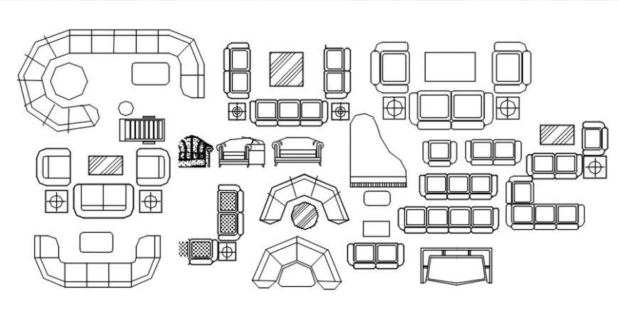 Cad Drawings Details Of Different Type Of Sofas Cadbull