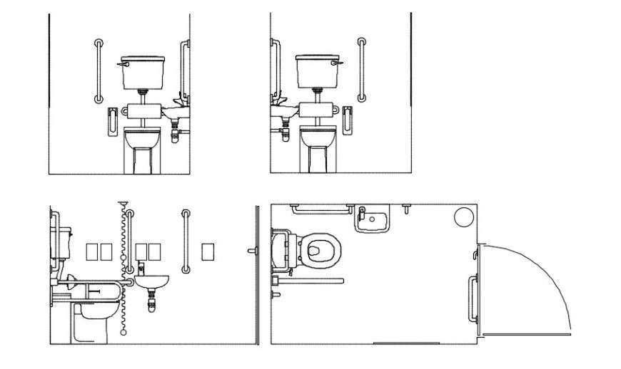 CAd drawings details of disabled toilet units - Cadbull