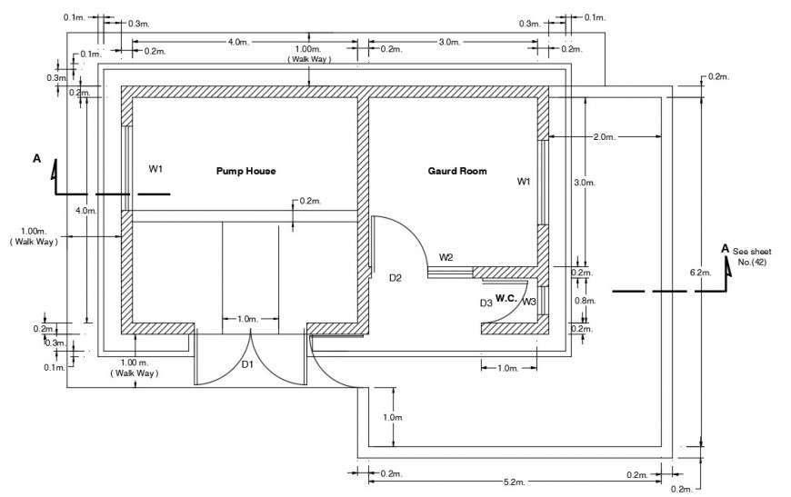Pump house with motor pump cad drawing details dwg file - Cadbull