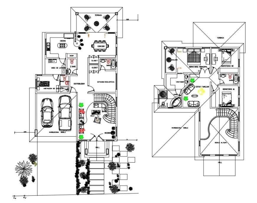 CAD house layout 2d view floor plan dwg autocad software