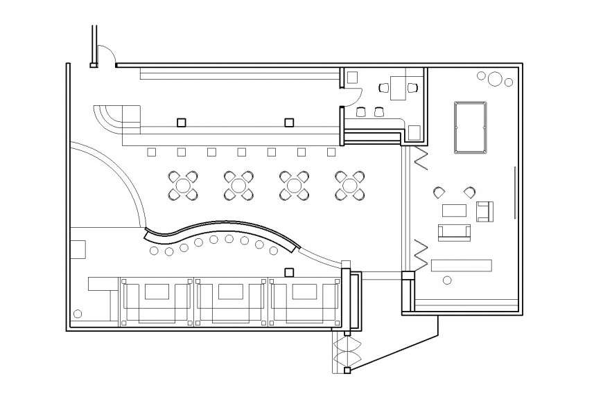 Cafeteria restaurant type architecture layout plan cad drawing details