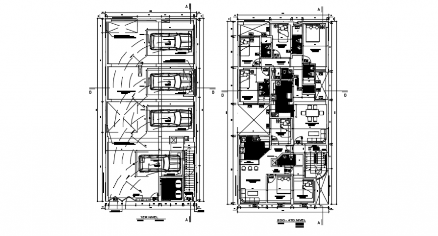 Car parking layout plan and architecture plan detail dwg file - Cadbull