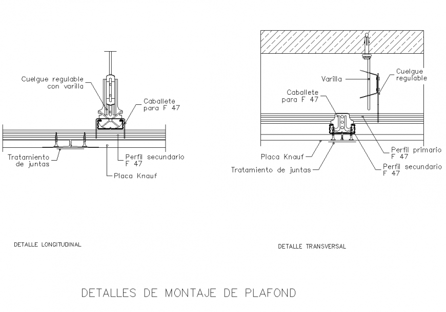 Ceiling light assembly section detail dwg file Cadbull