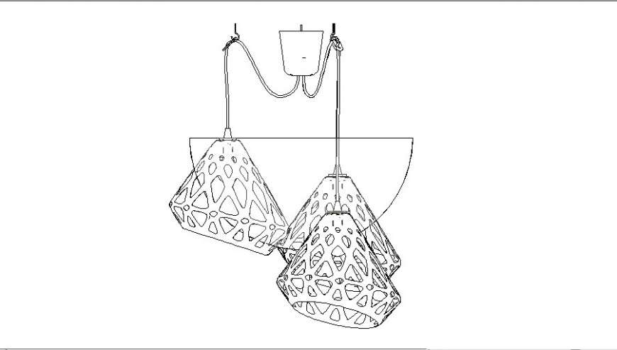 Chandelier light detail 2d view CAD block layout file in autocad format