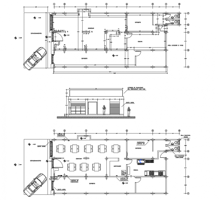 Chinese restaurant main section and floor plan cad drawing