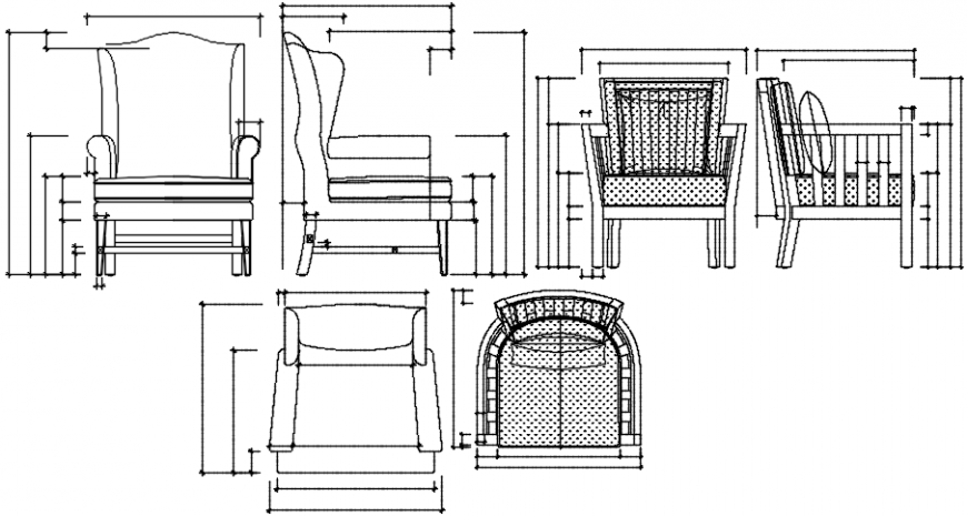 armchair elevation cad block