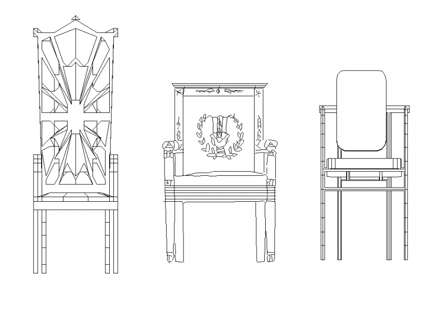Classic Wooden Chair Detail Elevation Cad Furniture Autocad File Cadbull