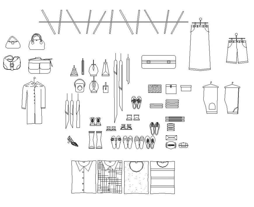 Clothing detail 2d view layout CAD blocks file in autocad format - Cadbull