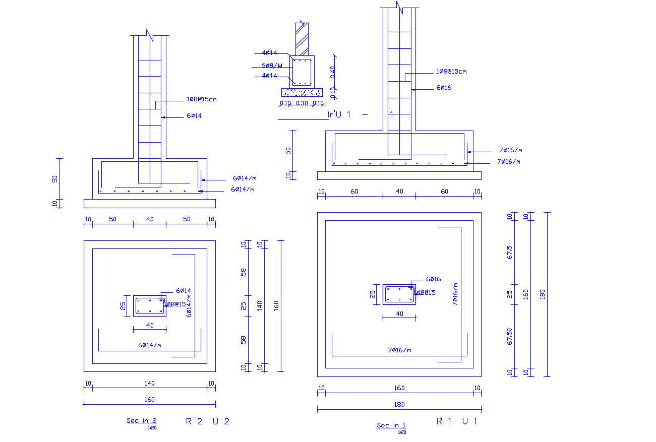 Column Foundation Section With Working Dimension - Cadbull