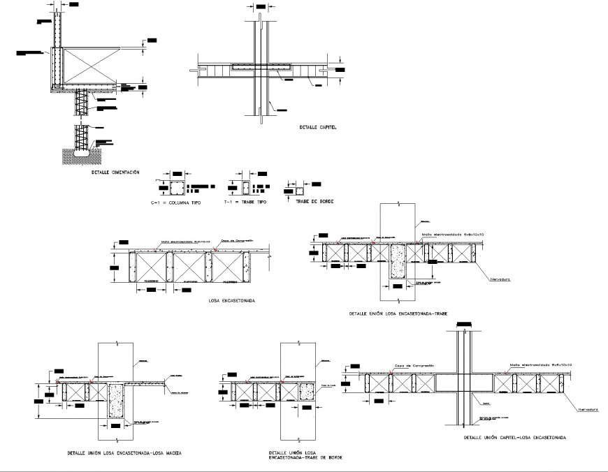 Column and foundation section plan autocad file - Cadbull