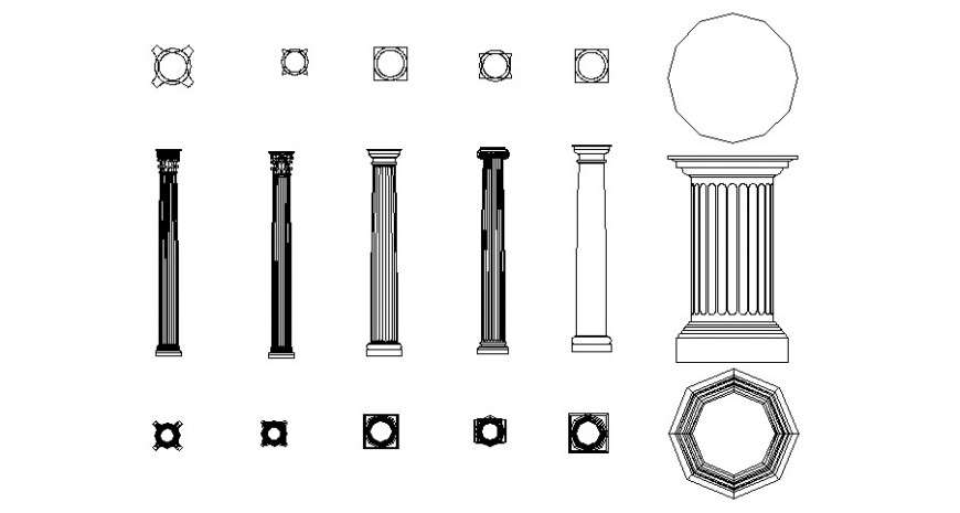 Column blocks 2d drawing in autocad - Cadbull