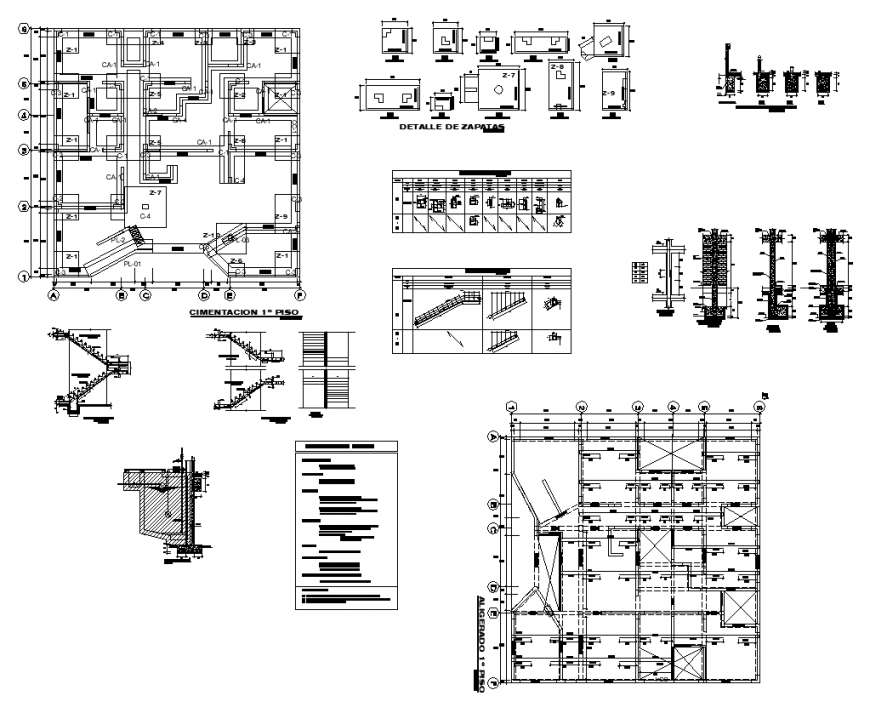 Column detail elevation plan layout autocad file - Cadbull