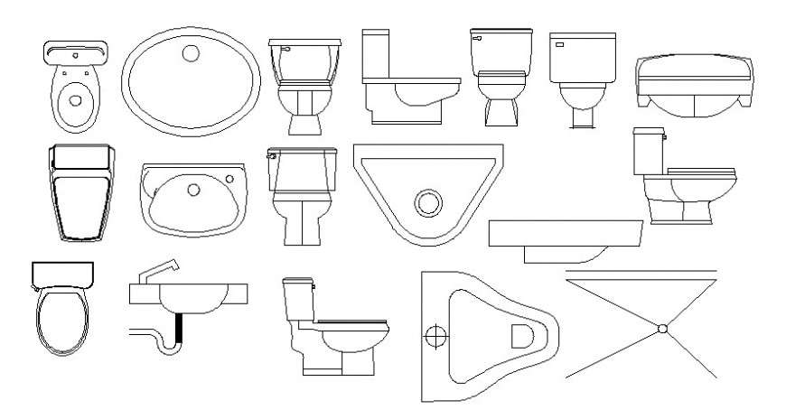 Common sink and toilet sheet elevation blocks drawing details dwg file ...