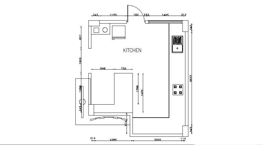 Common Small Kitchen Layout Plan Cad, How Do You Plan A Small Kitchen Layout