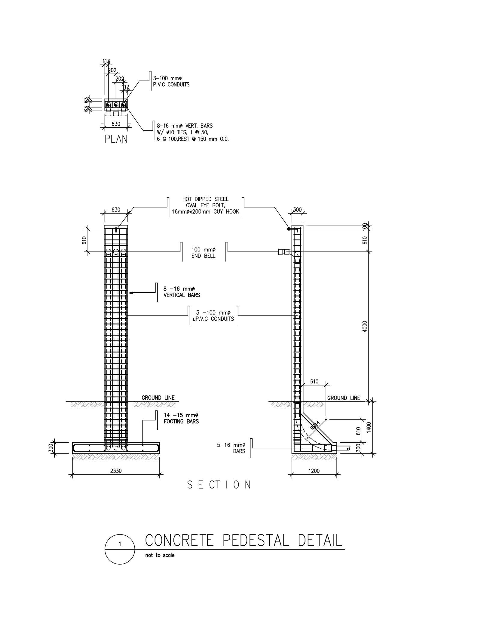 concrete pedestal for service entrance in electrical - Cadbull