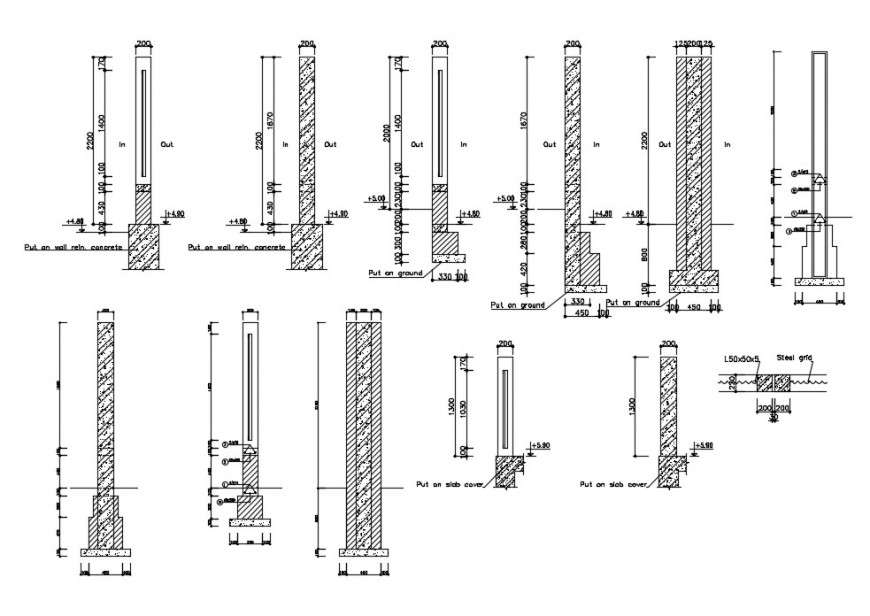 Concrete column design cad file Cadbull