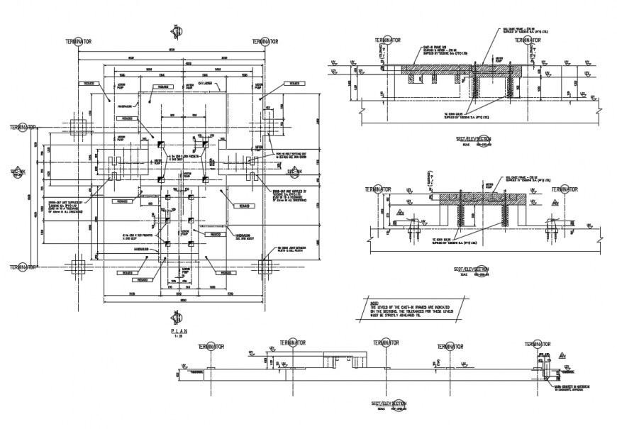 Concrete Slab Construction Details With Section And Plan Details Dwg File Cadbull