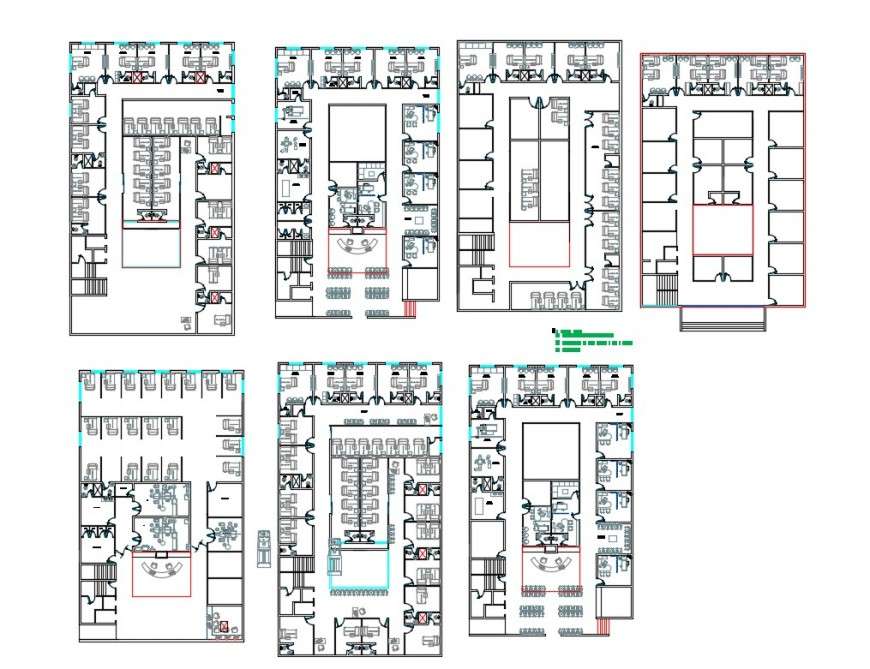 Corporate office building multilevel floor plan cad