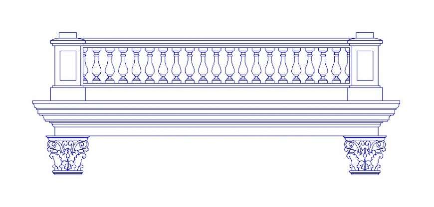 Creative balcony railing elevation block cad drawing details dwg file