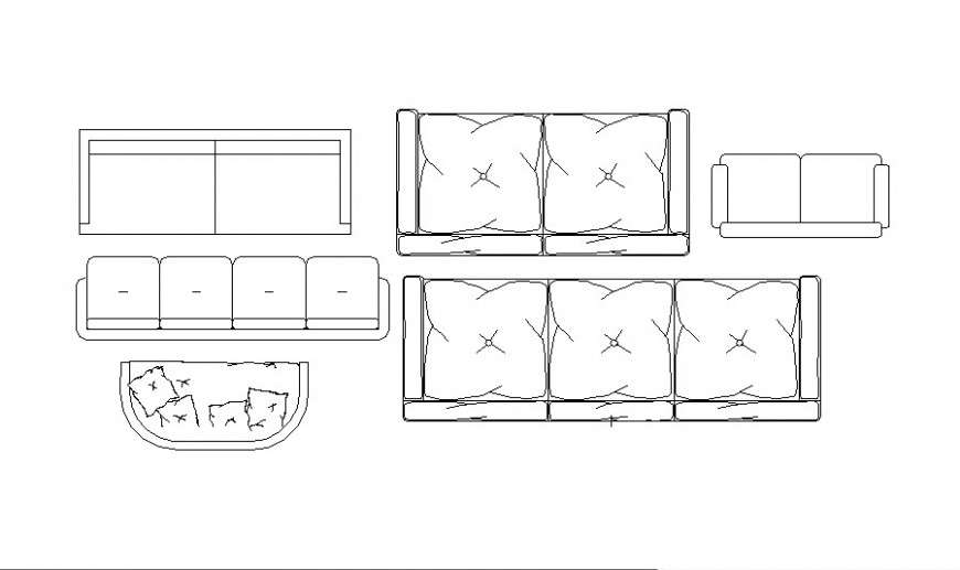 Creative Multiple Sofa Set Elevation Blocks Cad Drawing Details Dwg