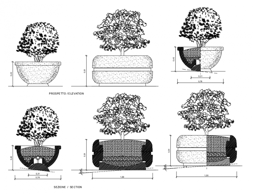 Multiple Garden Tree Plant Blocks Cad Drawing Details Dwg File Cadbull ...