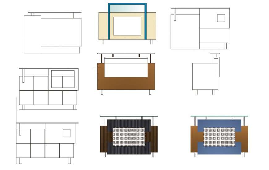 Creative Office Table Elevation Blocks Cad Drawing Details Dwg File