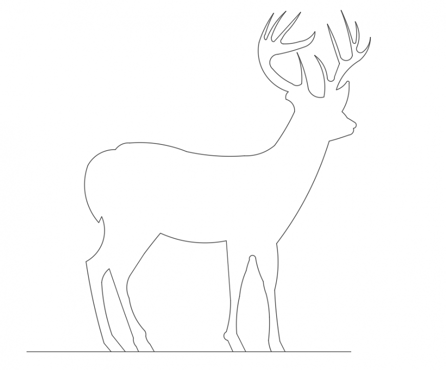 Curvo wild deer side view elevation cad block details dwg file - Cadbull