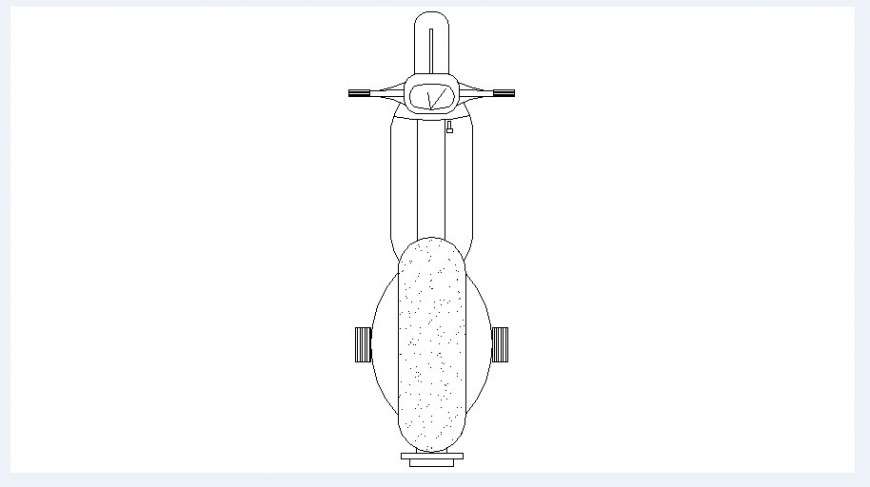 Cute scooter top view elevation block details dwg