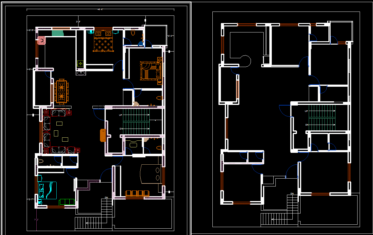 Interior Design of the house is given in this cad file. Download this ...