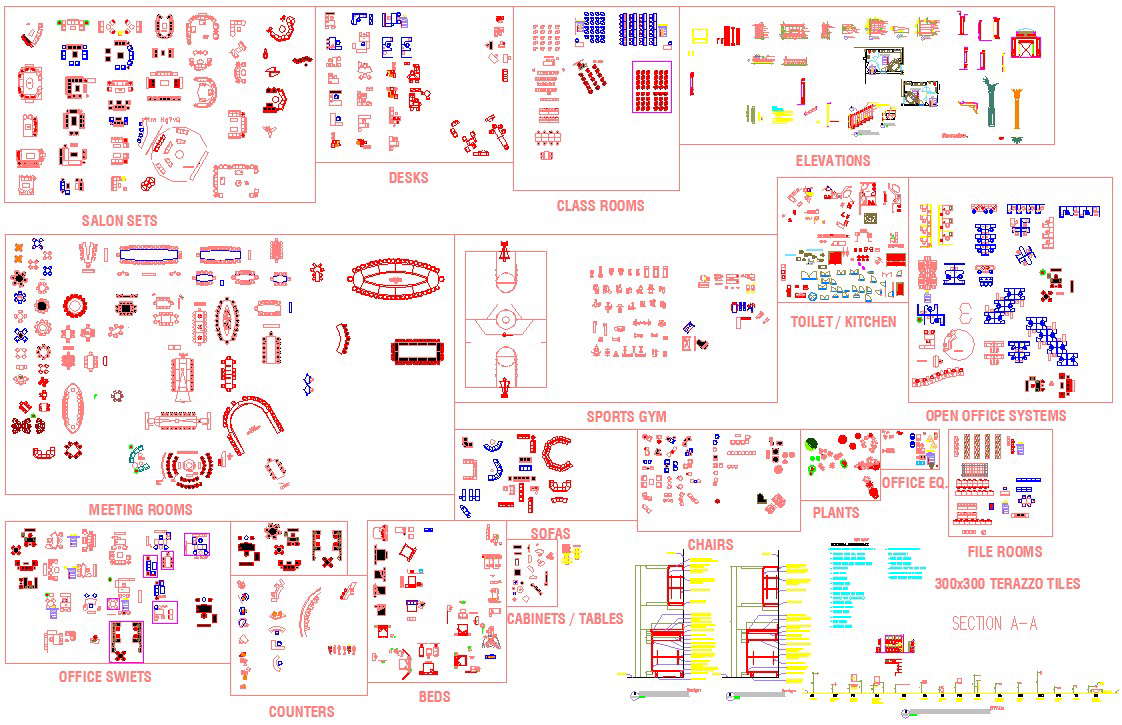 Interiors cad blocks - Cadbull