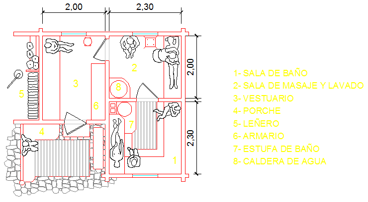 Drawing Of Sauna Design Cadbull