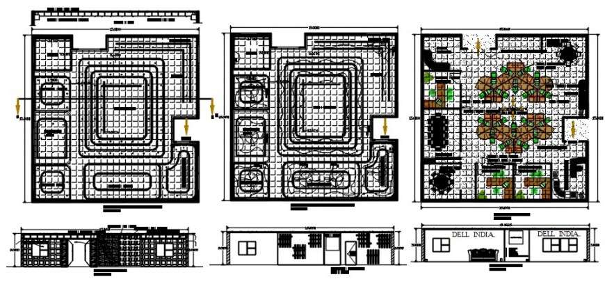 Dell india corporate office building elevation, section and floor plan  drawing details dwg file - Cadbull