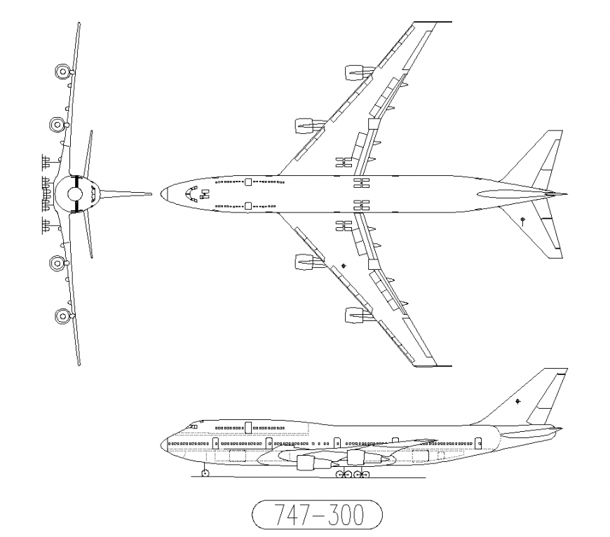 Detail aero plane elevation 2d view CAD block autocad file - Cadbull