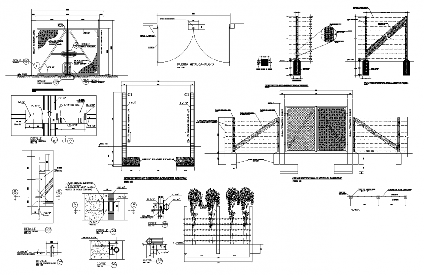 Autocad Drawing Of Compound Wall Details Includes Sec