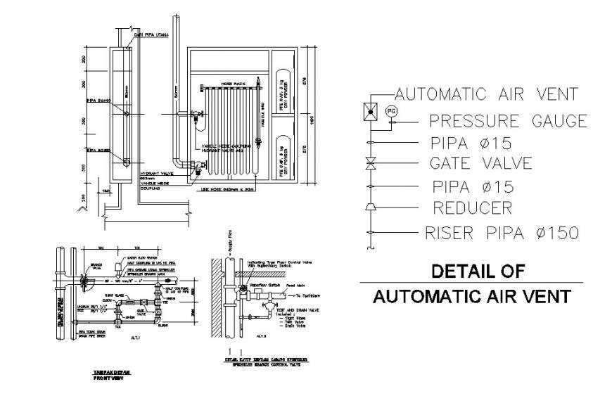 Detail of automatic air vent detail drawing in dwg AutoCAD file. Cadbull