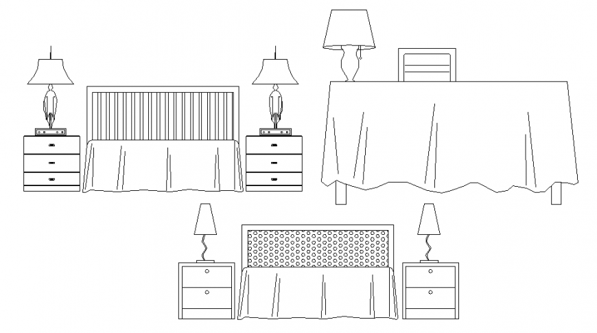 Detail of Bed and table lamp CAD Blocks autocad file - Cadbull