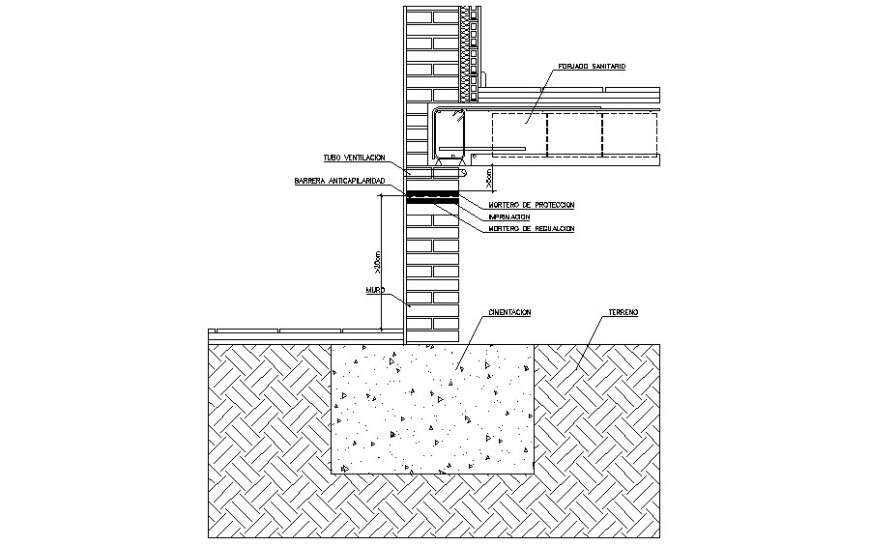 Detail of brick masonry wall section drawing in autocad - Cadbull