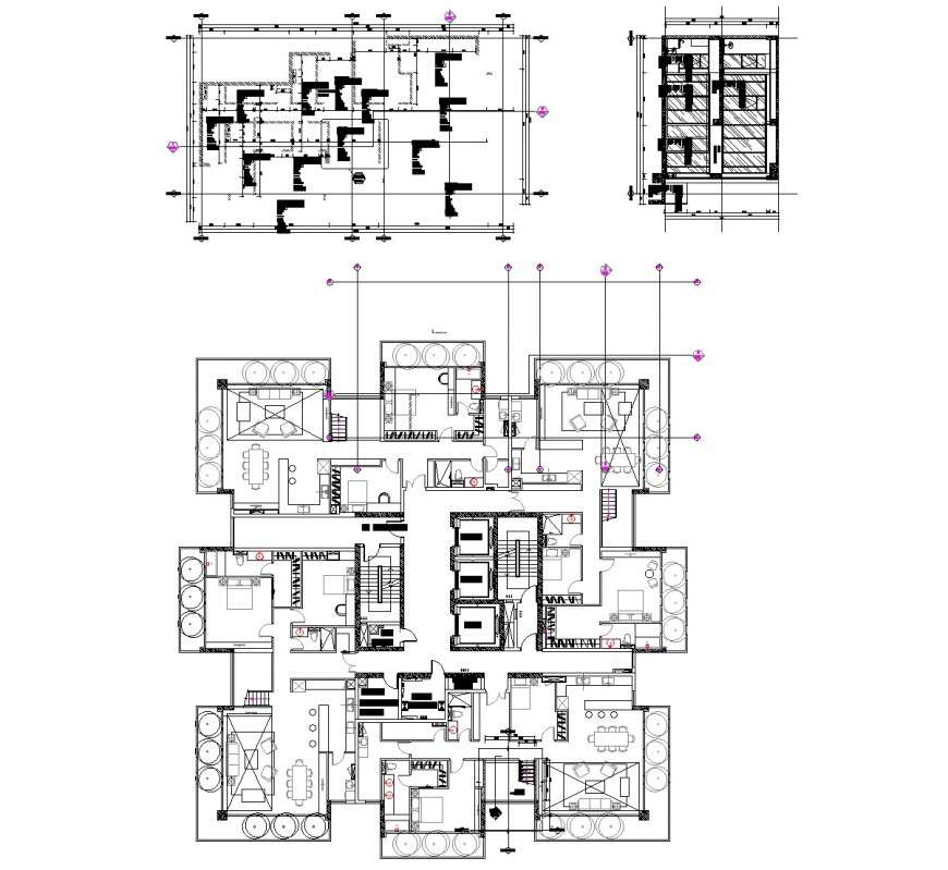 Detail of duplex plan and ceiling plan layout file - Cadbull